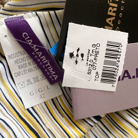 New CIA MARITIMA Brazilian Triangle String Bikini Preto Top Size Large - Picture 3 of 6